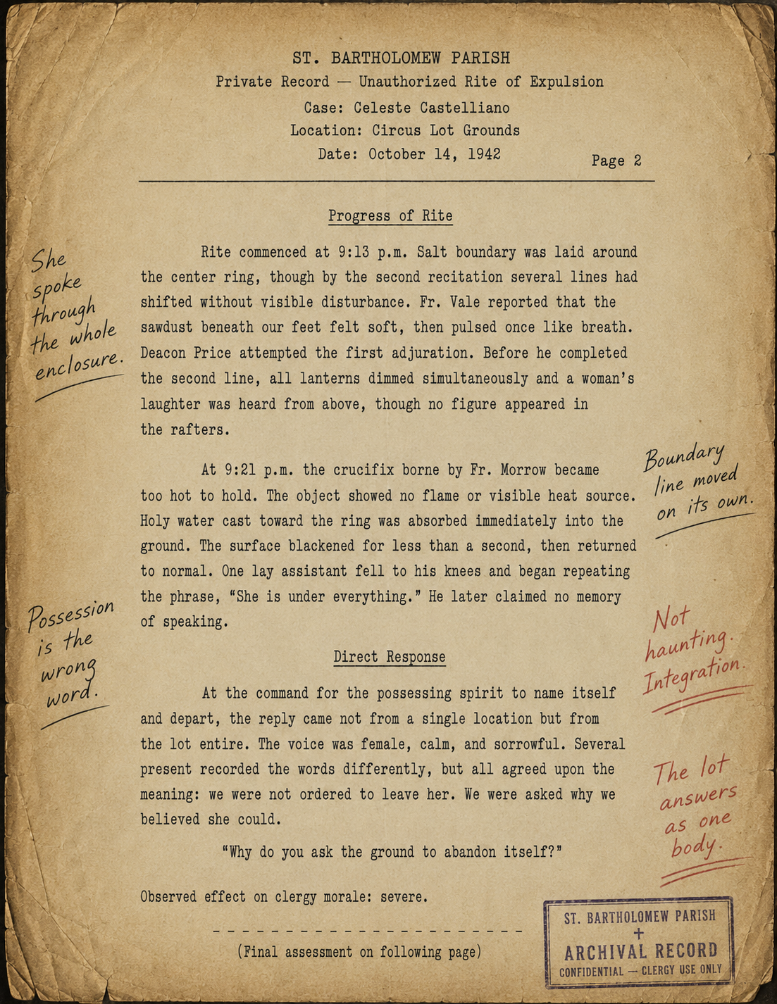 1940s exorcism attempt document 2